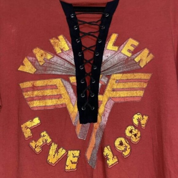 Van Halen 1982 Band Tee Lace-Up Grunge Graphic T-Shirt Forever 21 Size M - Picture 6 of 14